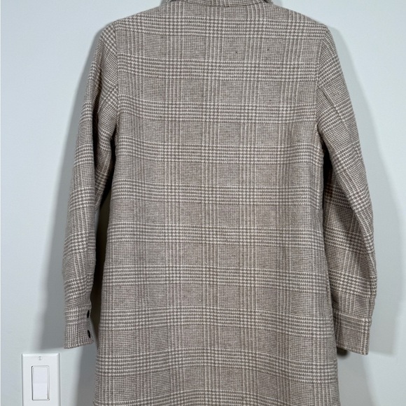 🧥 Monk & Lou Plaid Shacket Wool Blend Coat Women's XXS Beige Houndstooth Snap - Picture 2 of 8